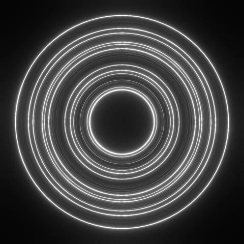 White Glowing Concentric Rings Pulsing Loop Stock Footage 334949134