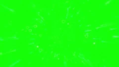 White glowing hearts exploding outward on a green screen background for Vídeo Stock 347115657