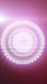 White glowing holographic wire sphere on a pink gradient background, formin.. Stock Illustration