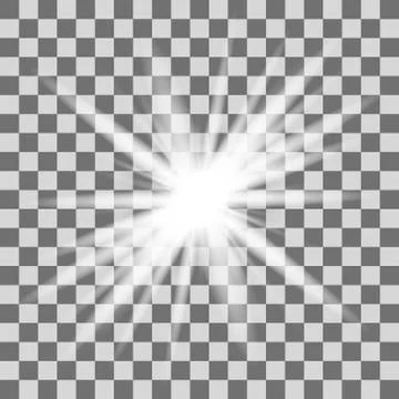 White glowing light burst explosion with transparent Stock Illustration