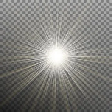 White glowing light burst explosion transparent effect. EPS 10 vector Stock Illustration