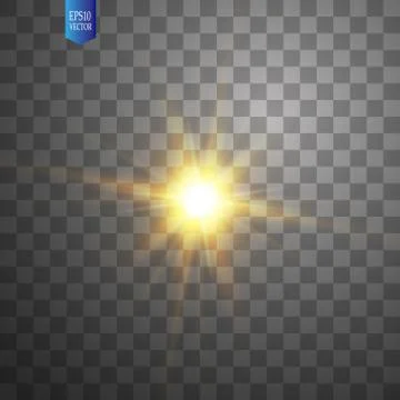 White glowing light burst explosion on transparent background. Vector Stock Illustration