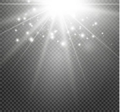 White glowing light burst explosion on transparent background. Vector Stock Illustration