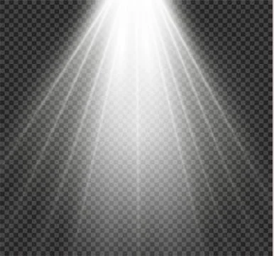 White glowing light burst explosion on transparent background. Vector Illustrazione stock