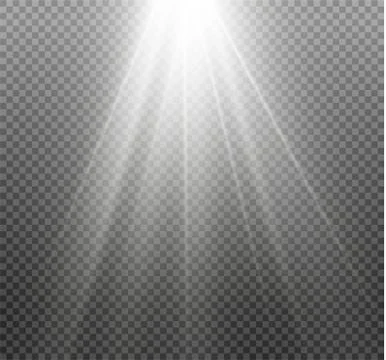 White glowing light burst explosion on transparent background. Vector Stock Illustration