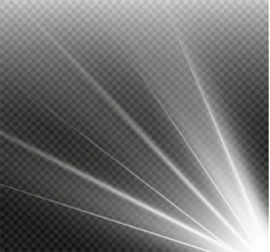 White glowing light burst explosion on transparent background. Vector Illustrazione stock