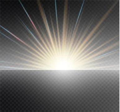 White glowing light burst explosion on transparent background. Vector Stock Illustration