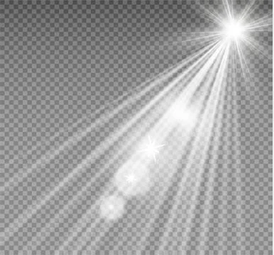 White glowing light burst explosion on transparent background. Vector Stock Illustration