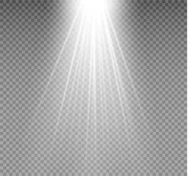 White glowing light burst explosion on transparent background. Vector Stock Illustration