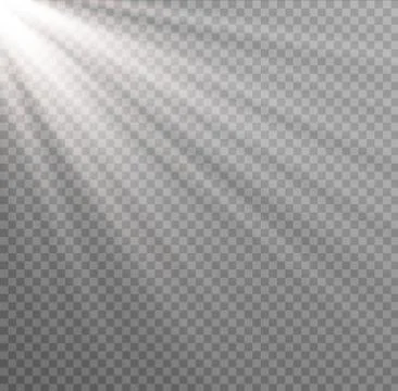 White glowing light burst explosion on transparent background. Vector Stock Illustration