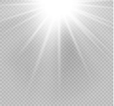 White glowing light burst explosion on transparent background. Vector Stock Illustration