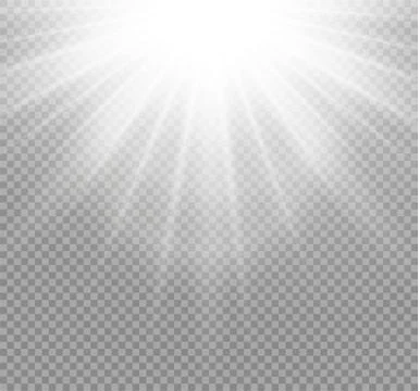 White glowing light burst explosion on transparent background. Vector Stock Illustration