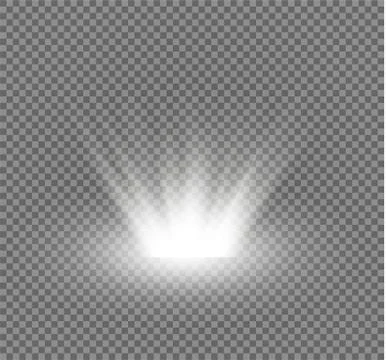 White glowing light burst explosion on transparent background. Vector Illustrazione stock