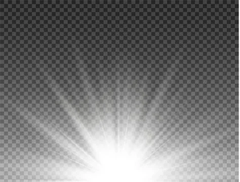 White glowing light burst explosion on transparent background. Vector Stock Illustration