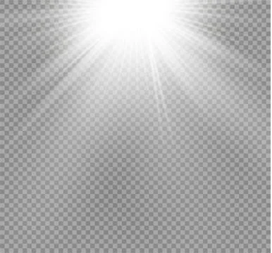 White glowing light burst explosion on transparent background. Vector Stock Illustration