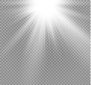 White glowing light burst explosion on transparent background. Vector Illustrazione stock