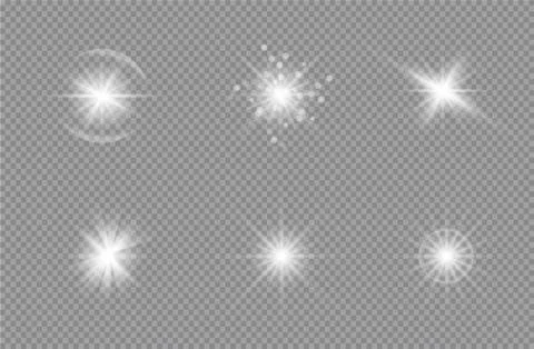 White glowing light burst explosion with transparent. Vector illustration. Illustrazione stock