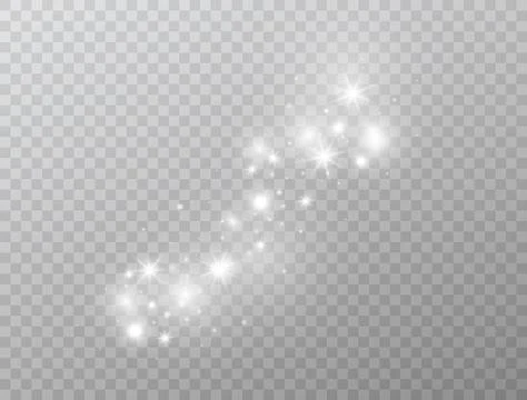 White glowing light effect isolated on transparent background. Magic glitter  Stock Illustration