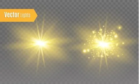 White glowing light explodes on a transparent background. Vector illustration of Illustrazione stock