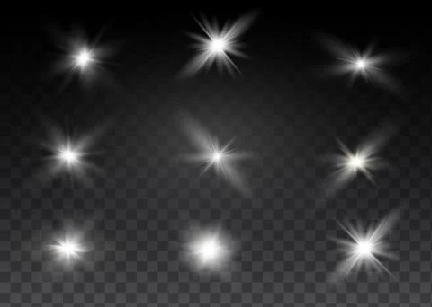 White glowing light explodes on a transparent background. Sparkling magical dust Stock Illustration