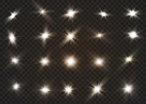 White glowing light explodes on a transparent background. Sparkling magical dust Stock Illustration