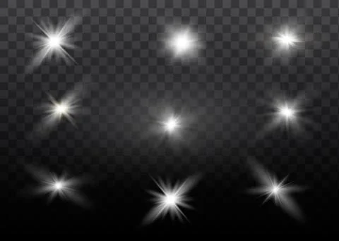 White glowing light explodes on a transparent background. Sparkling magical dust Stock Illustration