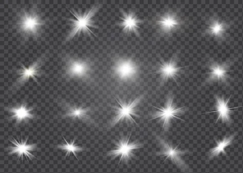 White glowing light explodes on a transparent background. Sparkling magical dust Illustrazione stock