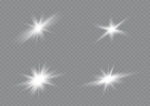 White glowing light explodes on a transparent background. Sparkling magical dust Stock Illustration