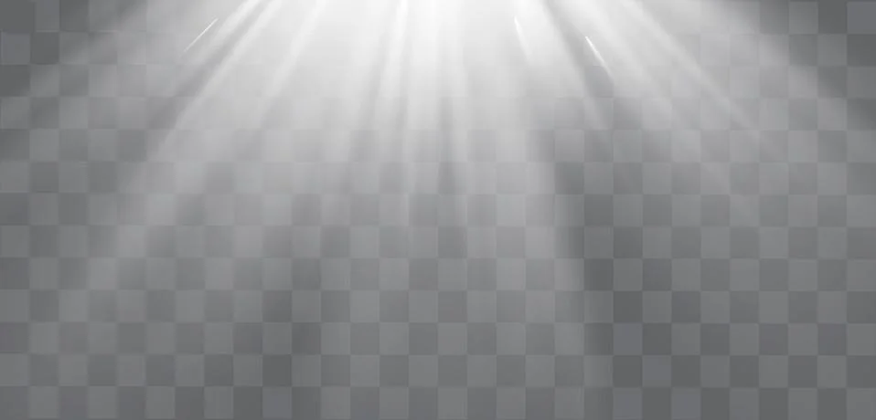 White glowing light explodes on a transparent background. Vector illustration of Stock Illustration