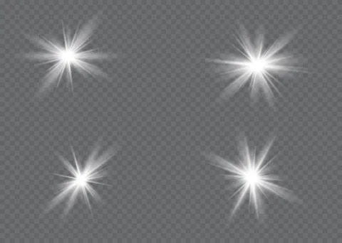 White glowing light explodes on a transparent background. Stock Illustration