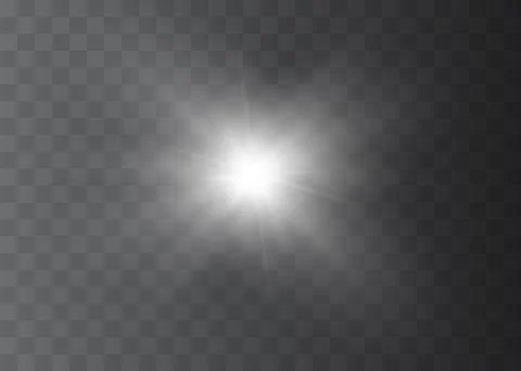 White glowing light explodes on a transparent background. Vector illustration Illustrazione stock