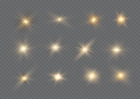 White glowing light explodes on a transparent background. Sparkling magical d Illustrazione stock