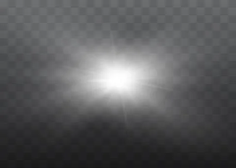 White glowing light explodes on a transparent background. Vector illustration Stock Illustration