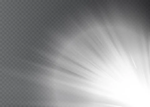 White glowing light explodes on a transparent background. Vector illustration of Stock Illustration