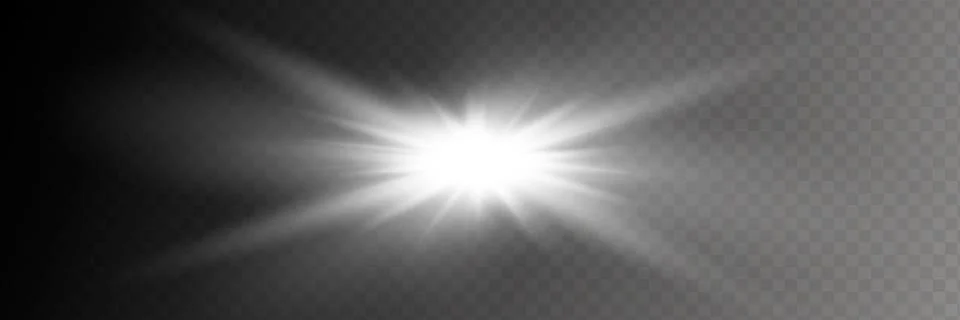 White glowing light explodes on a transparent background. Vector illustration Stock Illustration