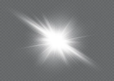 White glowing light explodes on a transparent background. Vector illustration of Stock Illustration