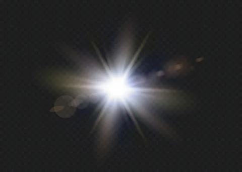 White glowing light explodes on a transparent background. Vector illustration of Illustrazione stock