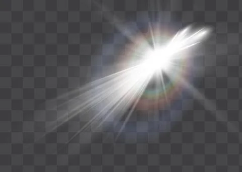 White glowing light explodes on a transparent background. Vector illustration of Illustrazione stock