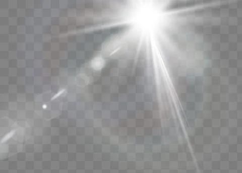 White glowing light explodes on a transparent background. Sparkling magical dust Stock Illustration