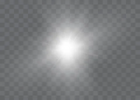 White glowing light explodes on a transparent background. Vector illustration of Illustrazione stock