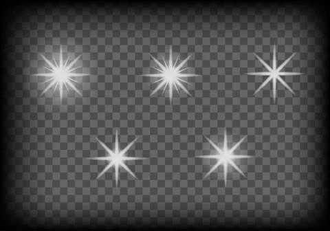 White glowing light explodes on a transparent background. Illustrazione stock