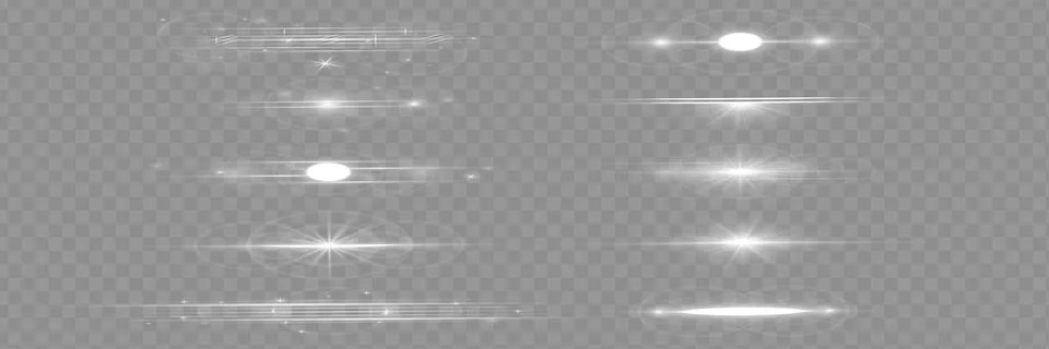 White glowing light explodes on a transparent background. Sparkling magical.. Illustrazione stock