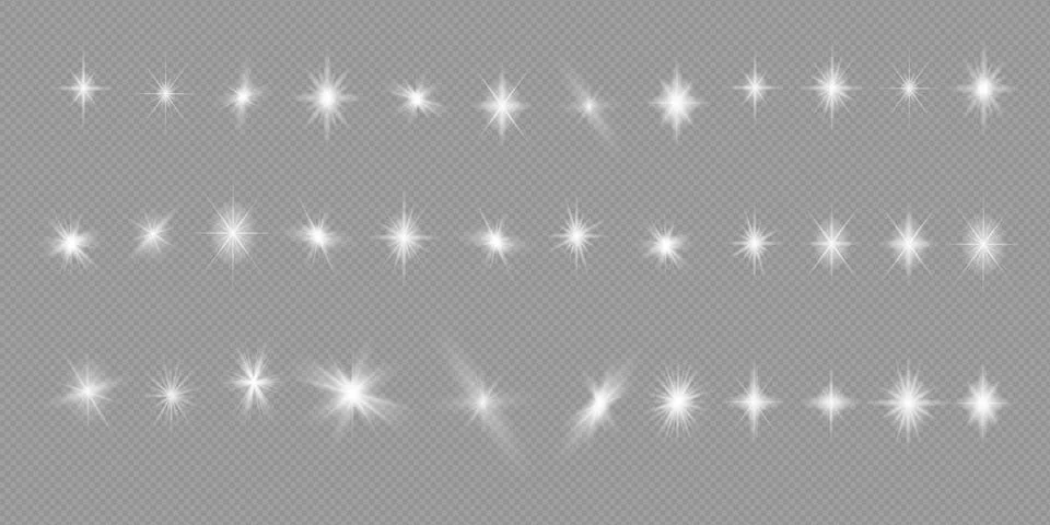 White glowing light explodes on a transparent background. Sparkling magical dust Stock Illustration