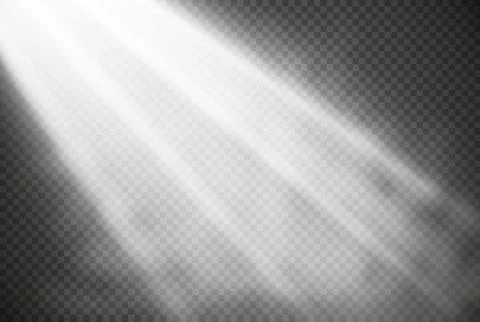 White glowing lights effects isolated on transparent background. Sun flash wi Illustrazione stock