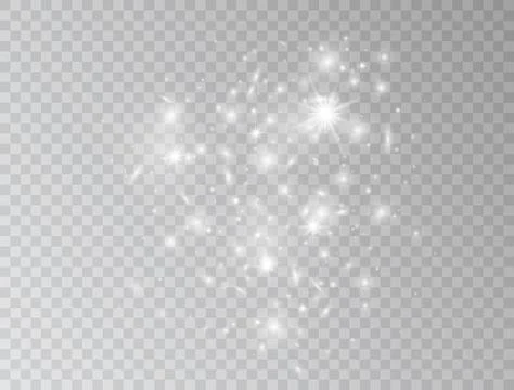 White glowing lights wave isolated on transparent background. Magic glitter d Stock Illustration