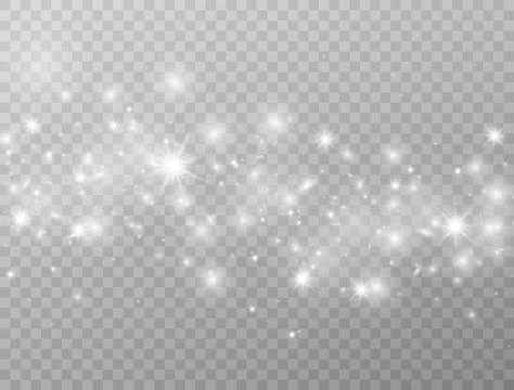 White glowing lights wave isolated on transparent background. Magic glitter d Stock Illustration