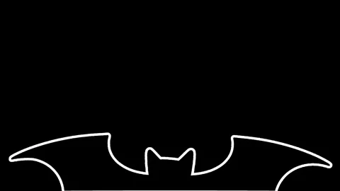 White glowing neon line bat outline loop animation background on dark black.. Stock Footage 346745386