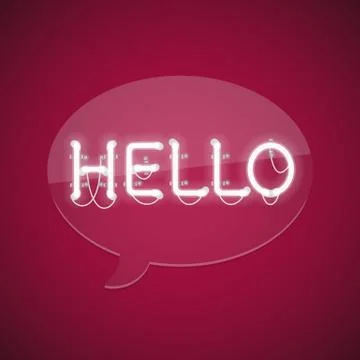 White Glowing Neon Message Hello Stock Illustration