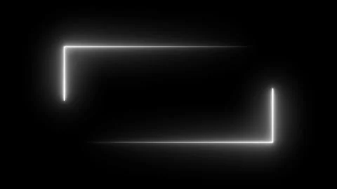 White glowing neon rectangle frame animation isolated on black background Stock Footage 328587482