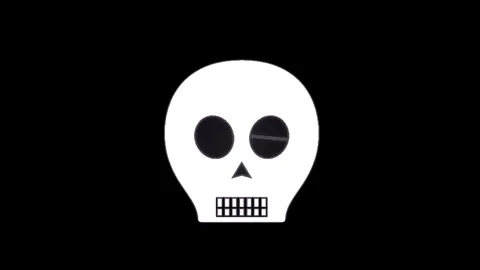 White glowing neon skull on black background motion graphic animation Stock Footage 344710311